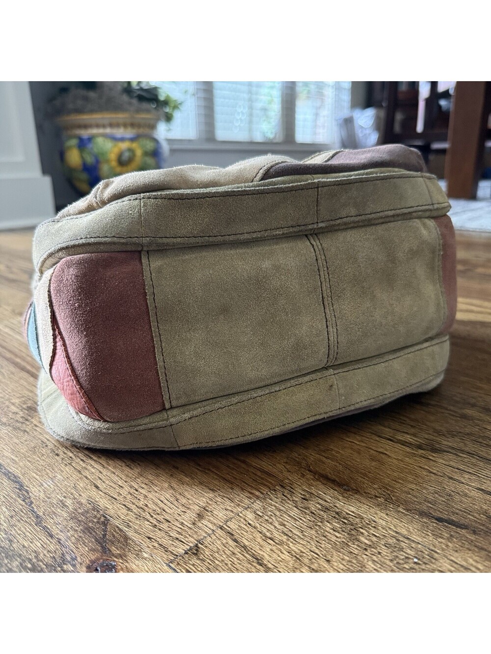 Lucky Brand Y2K Suede Leather Patchwork Hobo Bag Multicolor Boho Purse Rare - Picture 4 of 14